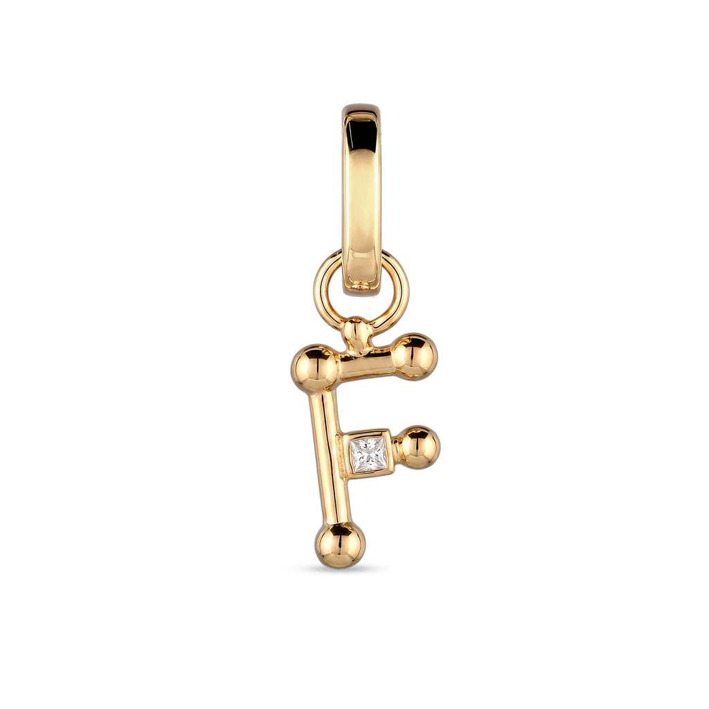 Gold - Elli | Charm Buchstabe F | Zirkonia | 925 Sterling Silber vergoldet