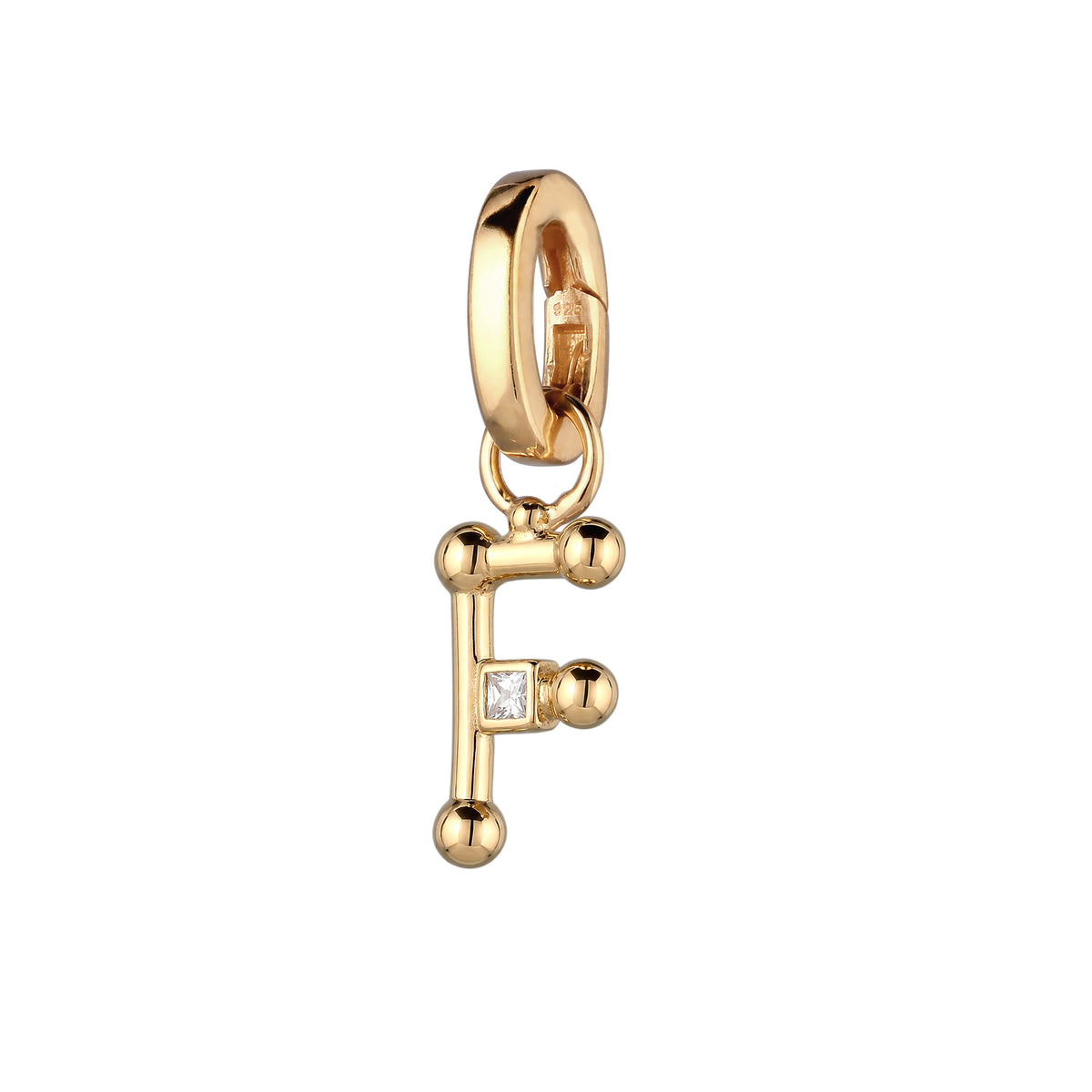 Gold - Elli | Charm Buchstabe F | Zirkonia | 925 Sterling Silber vergoldet