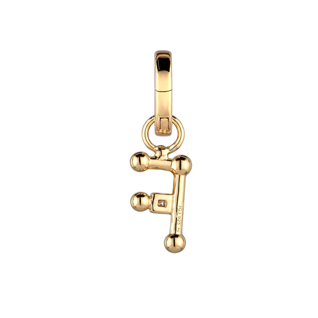 Gold - Elli | Charm Buchstabe F | Zirkonia | 925 Sterling Silber vergoldet