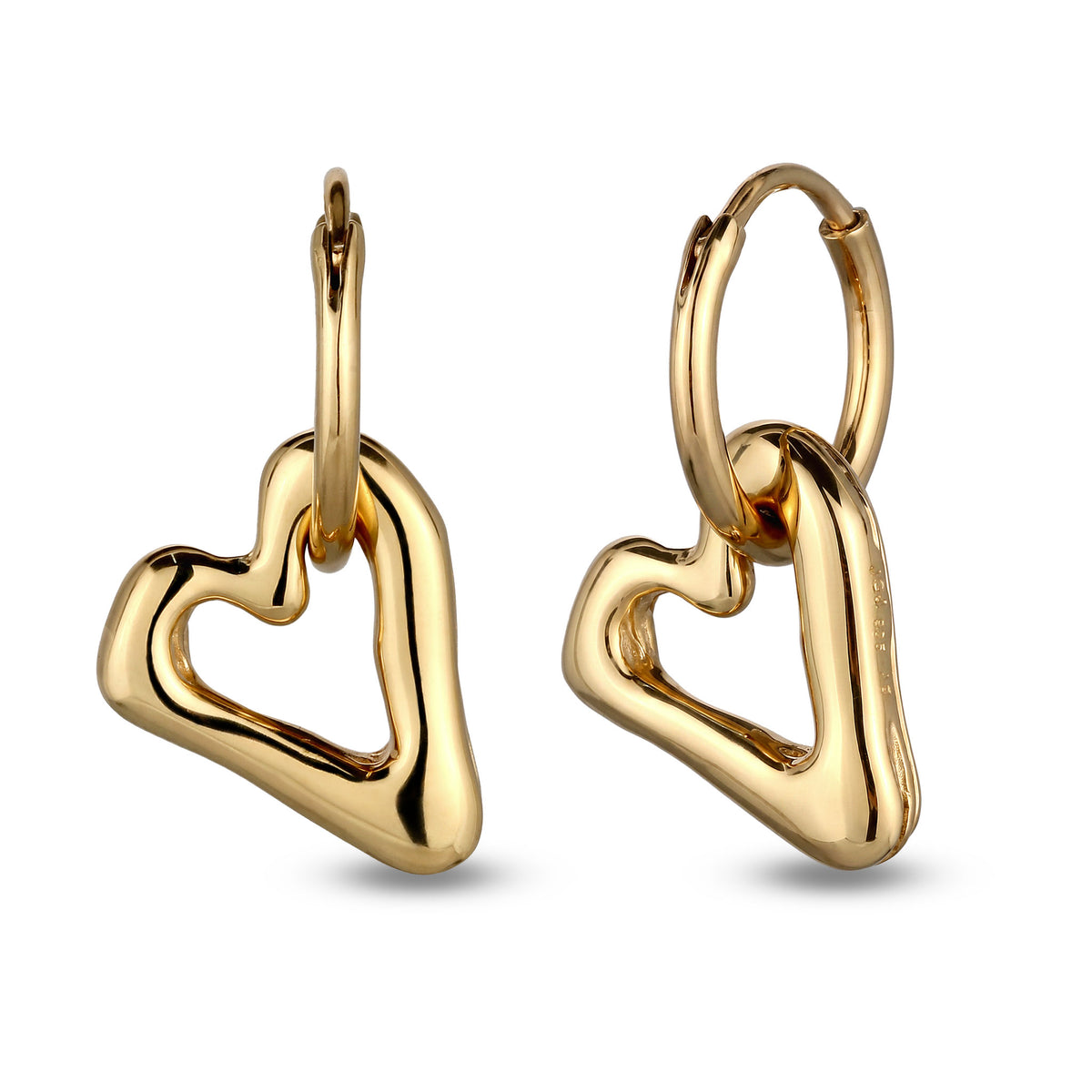 Gold - Elli | Creolen Herz | 925 Sterling Silber vergoldet