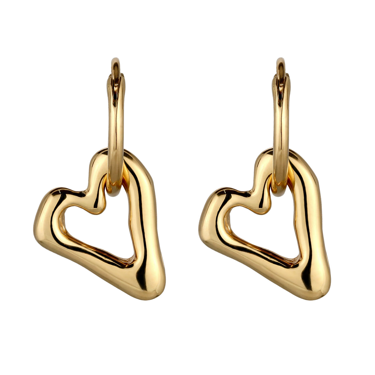 Gold - Elli | Creolen Herz | 925 Sterling Silber vergoldet