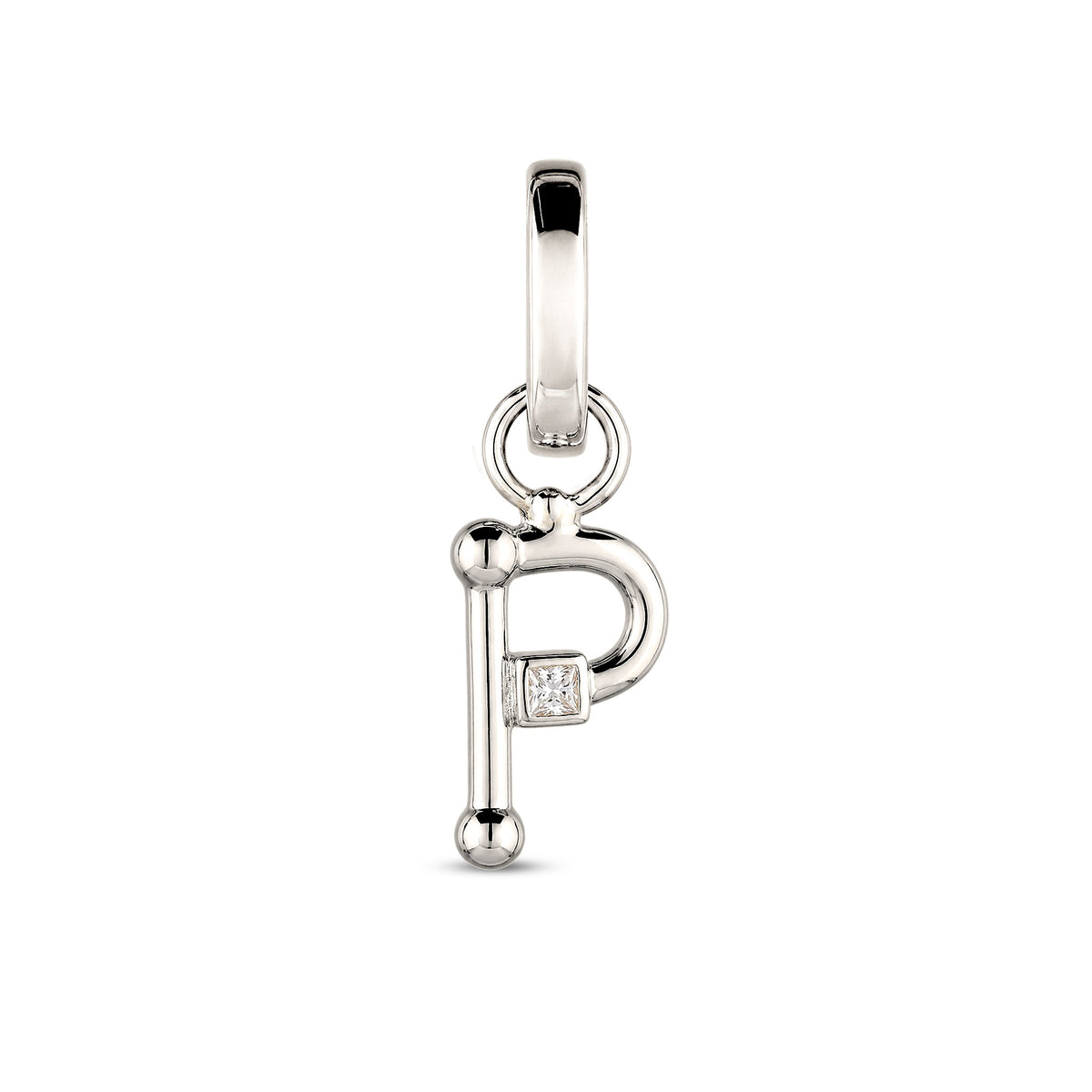 Silber - Elli | Charm mit Buchstabe P | Zirkonia | 925 Sterling Silber