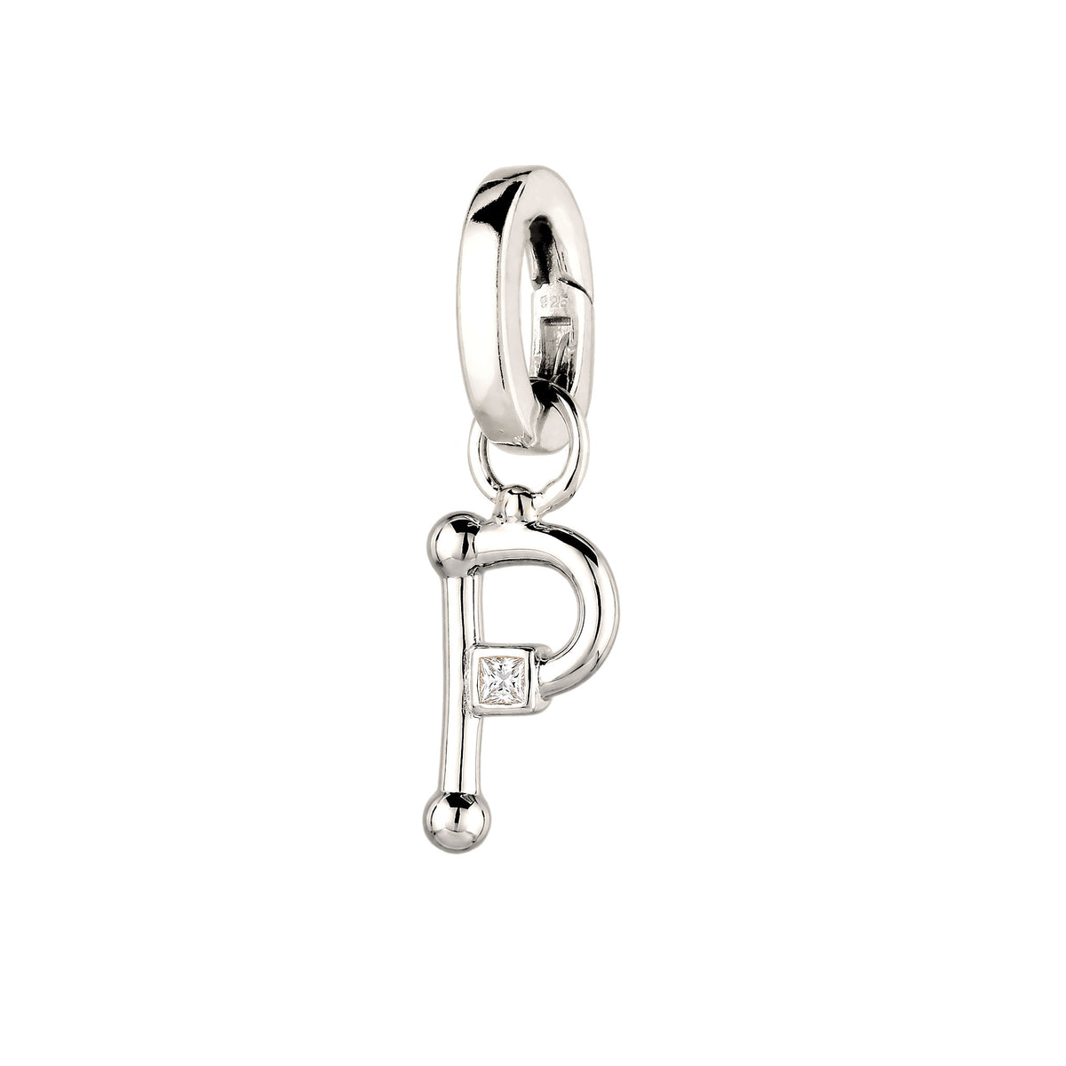 Silber - Elli | Charm mit Buchstabe P | Zirkonia | 925 Sterling Silber