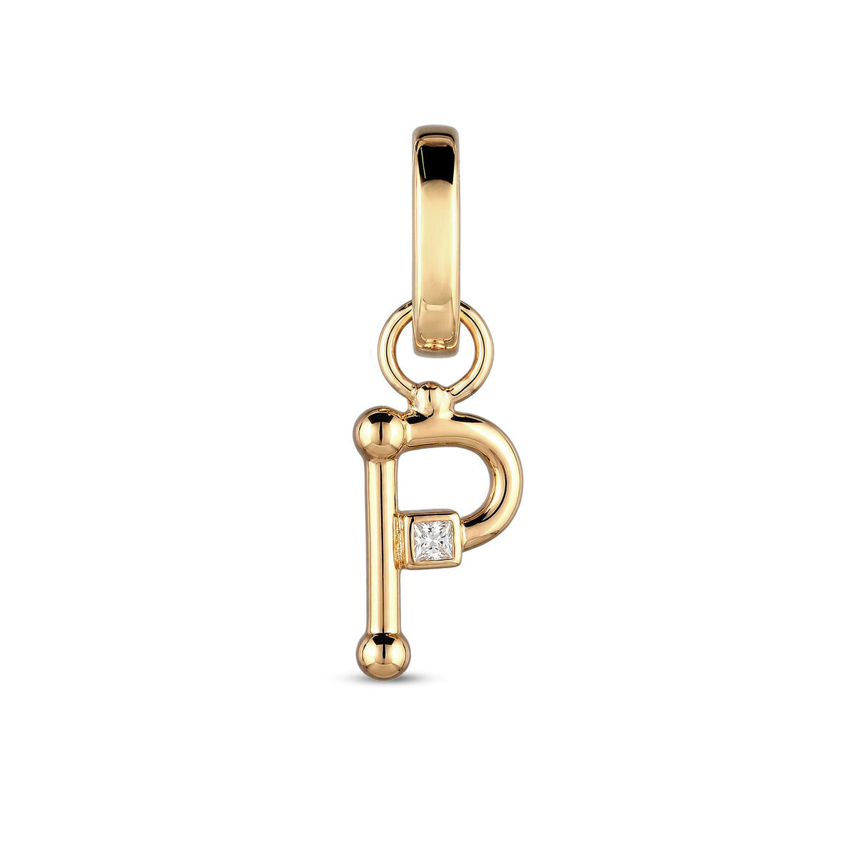 Gold - Elli | Charm mit Buchstabe P | Zirkonia | 925 Sterling Silber vergoldet