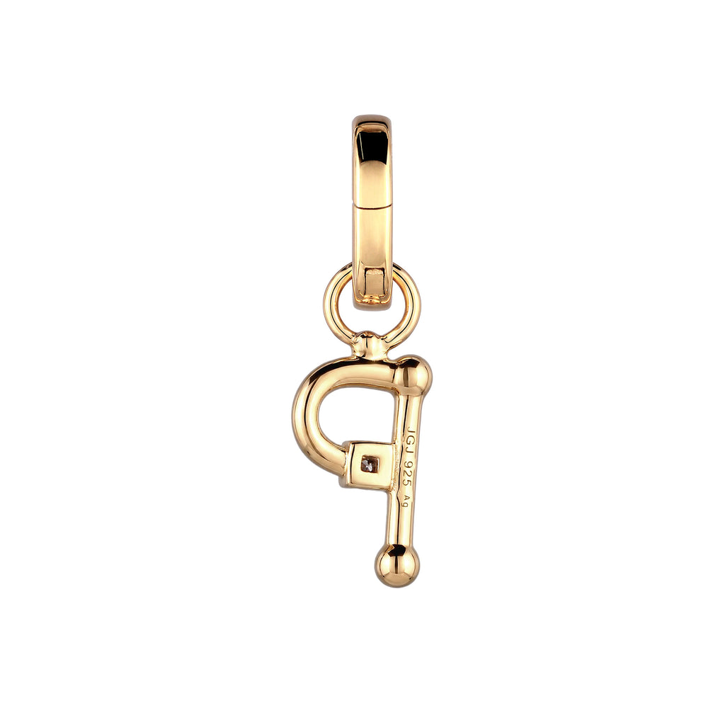 Gold - Elli | Charm mit Buchstabe P | Zirkonia | 925 Sterling Silber vergoldet