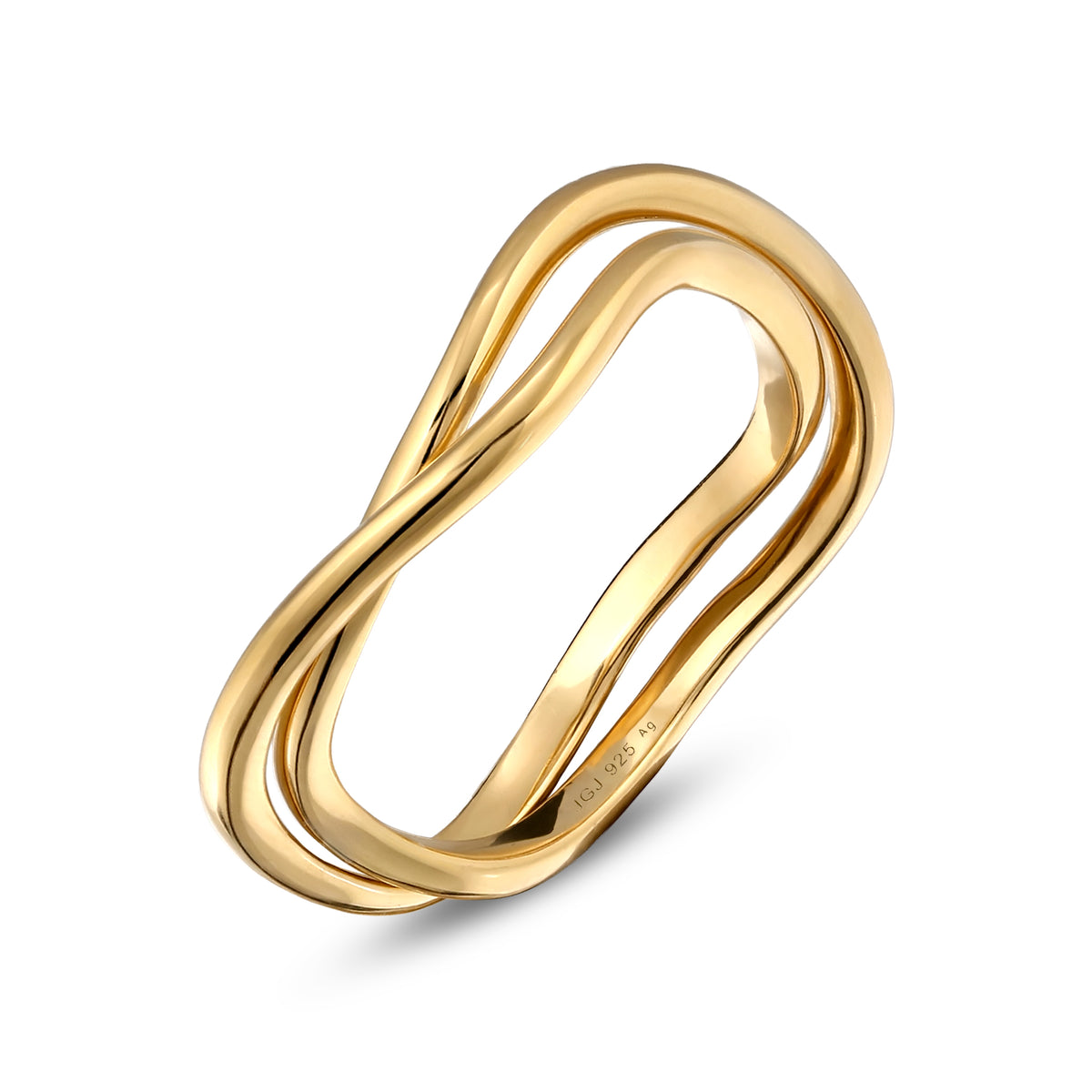 Gold - Elli | Ring Wellendesign Modern | 925 Sterling Silber vergoldet