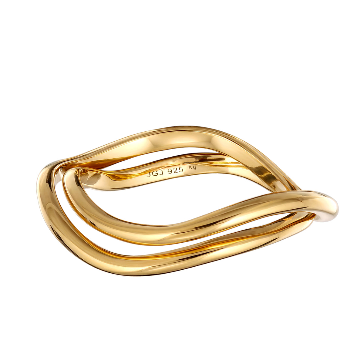 Gold - Elli | Ring Wellendesign Modern | 925 Sterling Silber vergoldet