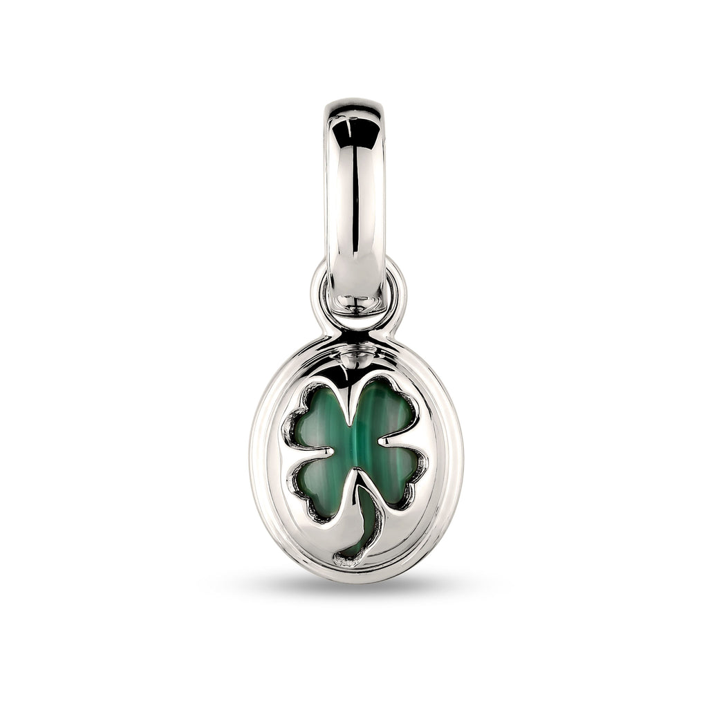 Silber - Elli | Charm Malachit | Kleeblatt Grün  | 925 Sterling Silber