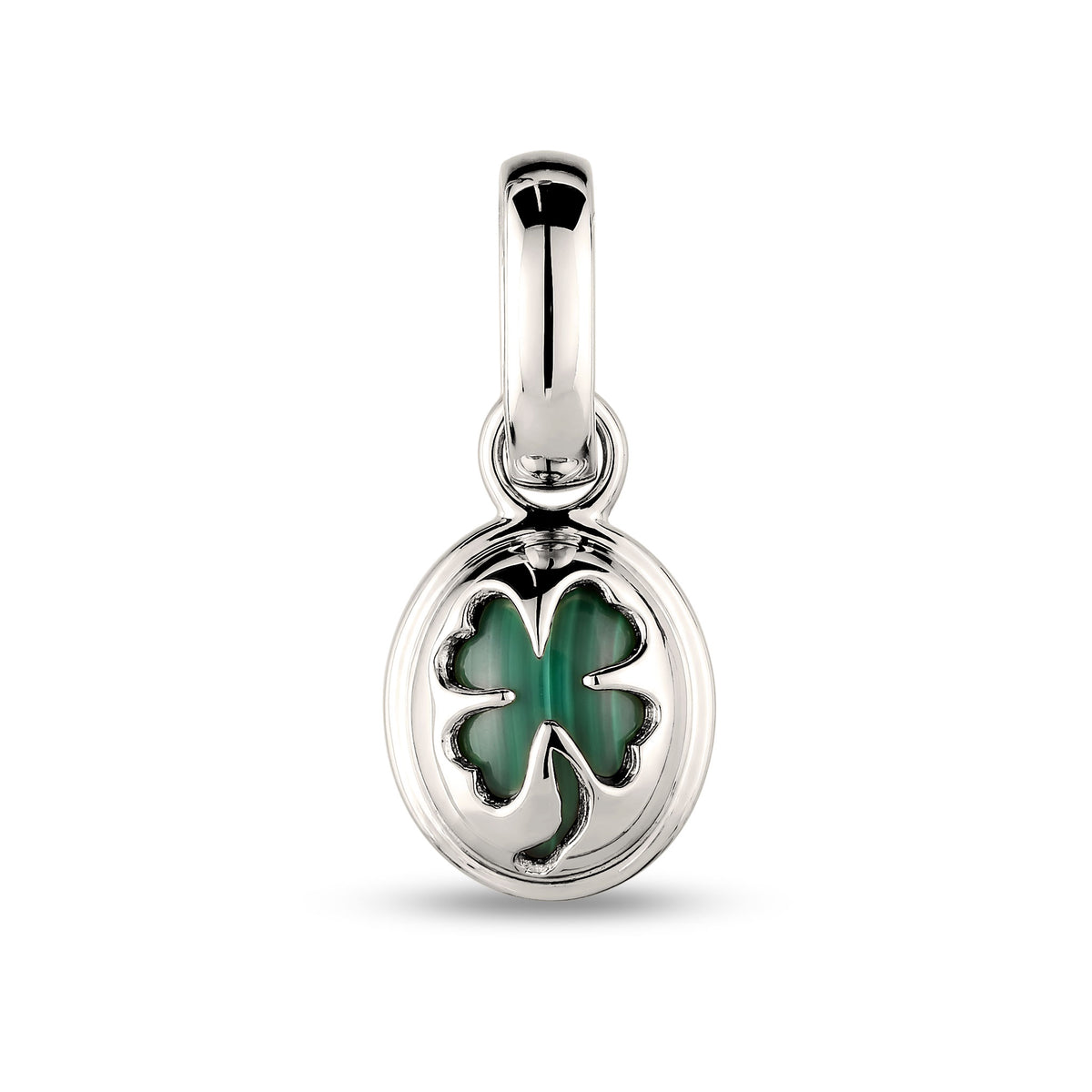 Silber - Elli | Charm Malachit | Kleeblatt Grün  | 925 Sterling Silber