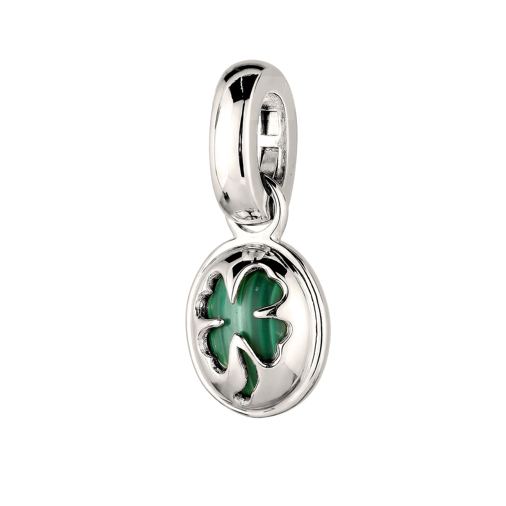 Silber - Elli | Charm Malachit | Kleeblatt Grün  | 925 Sterling Silber