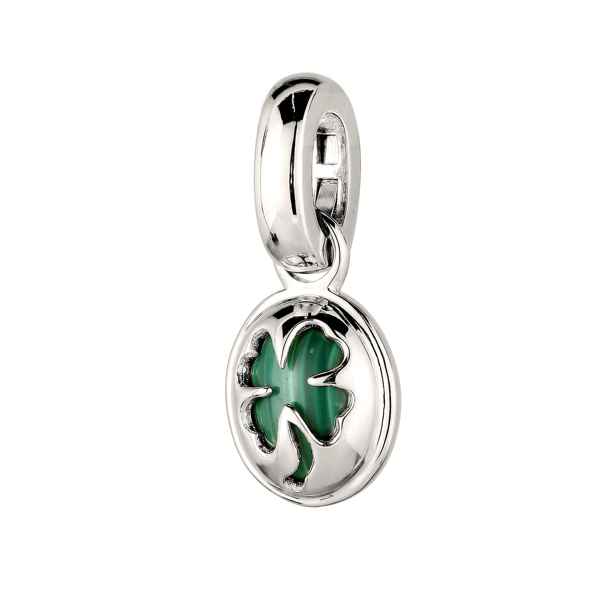 Silber - Elli | Charm Malachit | Kleeblatt Grün  | 925 Sterling Silber