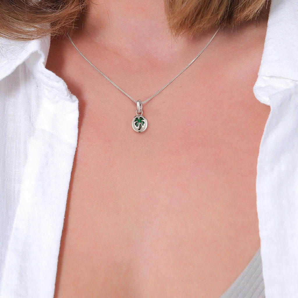 Silber - Elli | Charm Malachit | Kleeblatt Grün  | 925 Sterling Silber