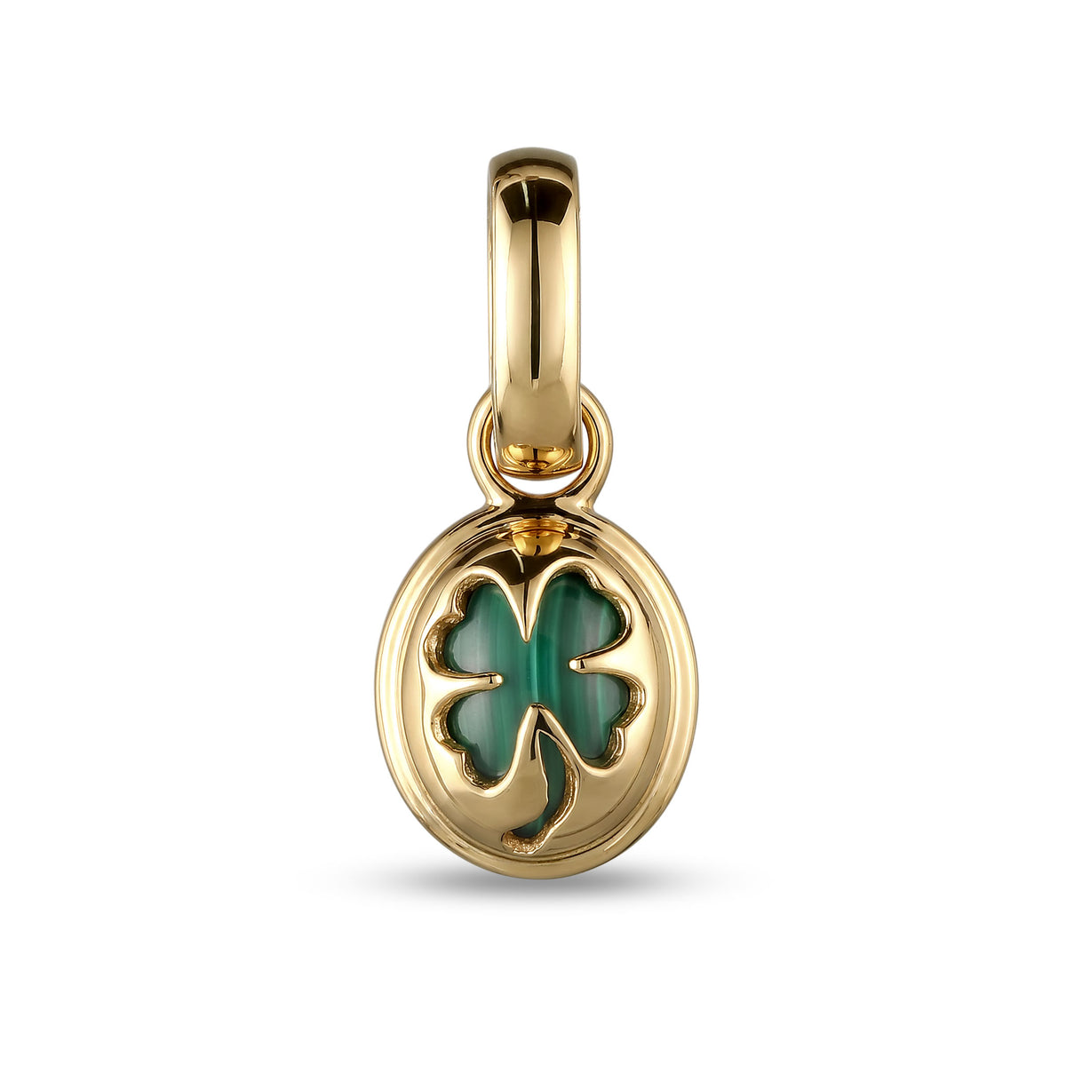 Gold - Elli | Charm Malachit | Kleeblatt Grün | 925 Sterling Silber vergoldet