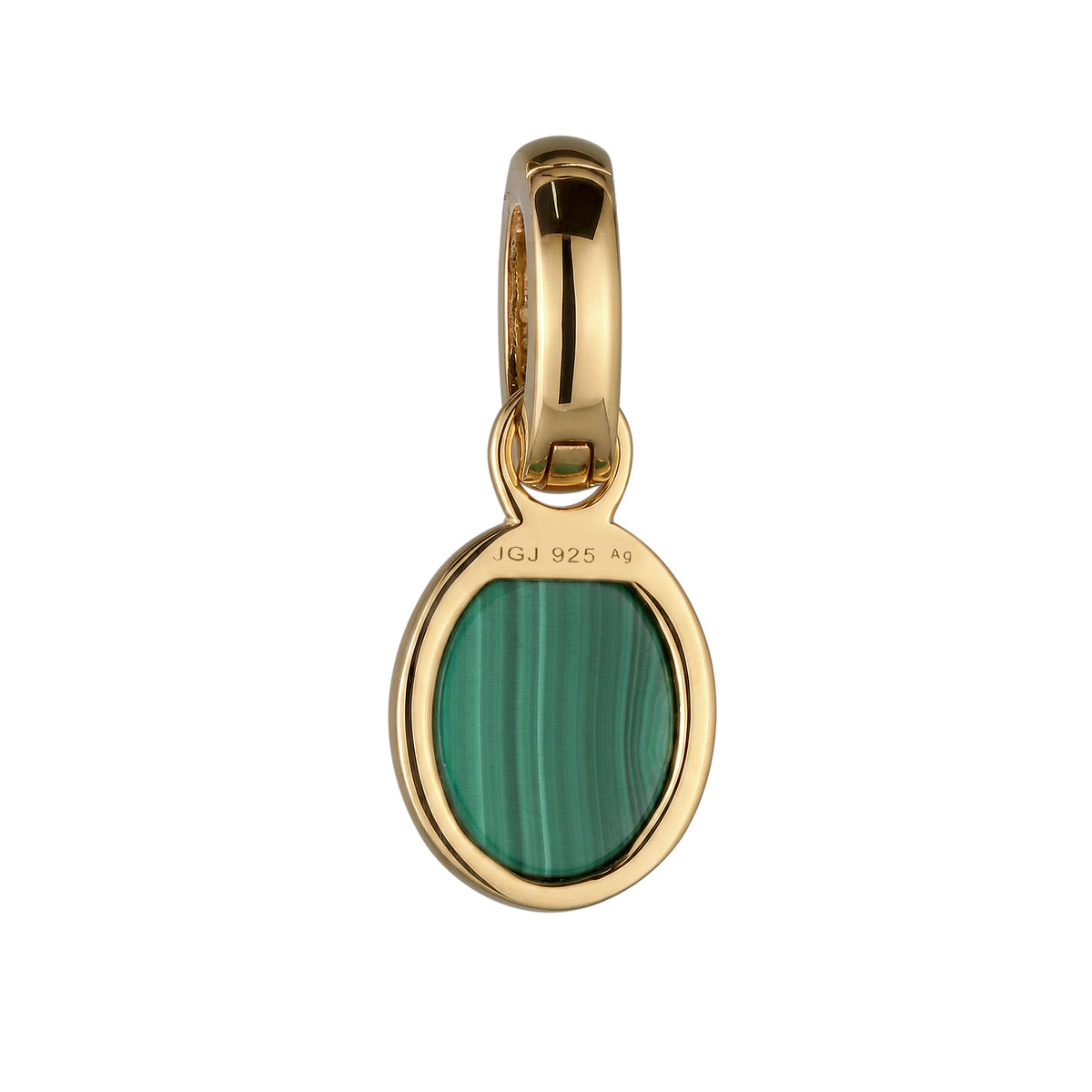 Gold - Elli | Charm Malachit | Kleeblatt Grün | 925 Sterling Silber vergoldet