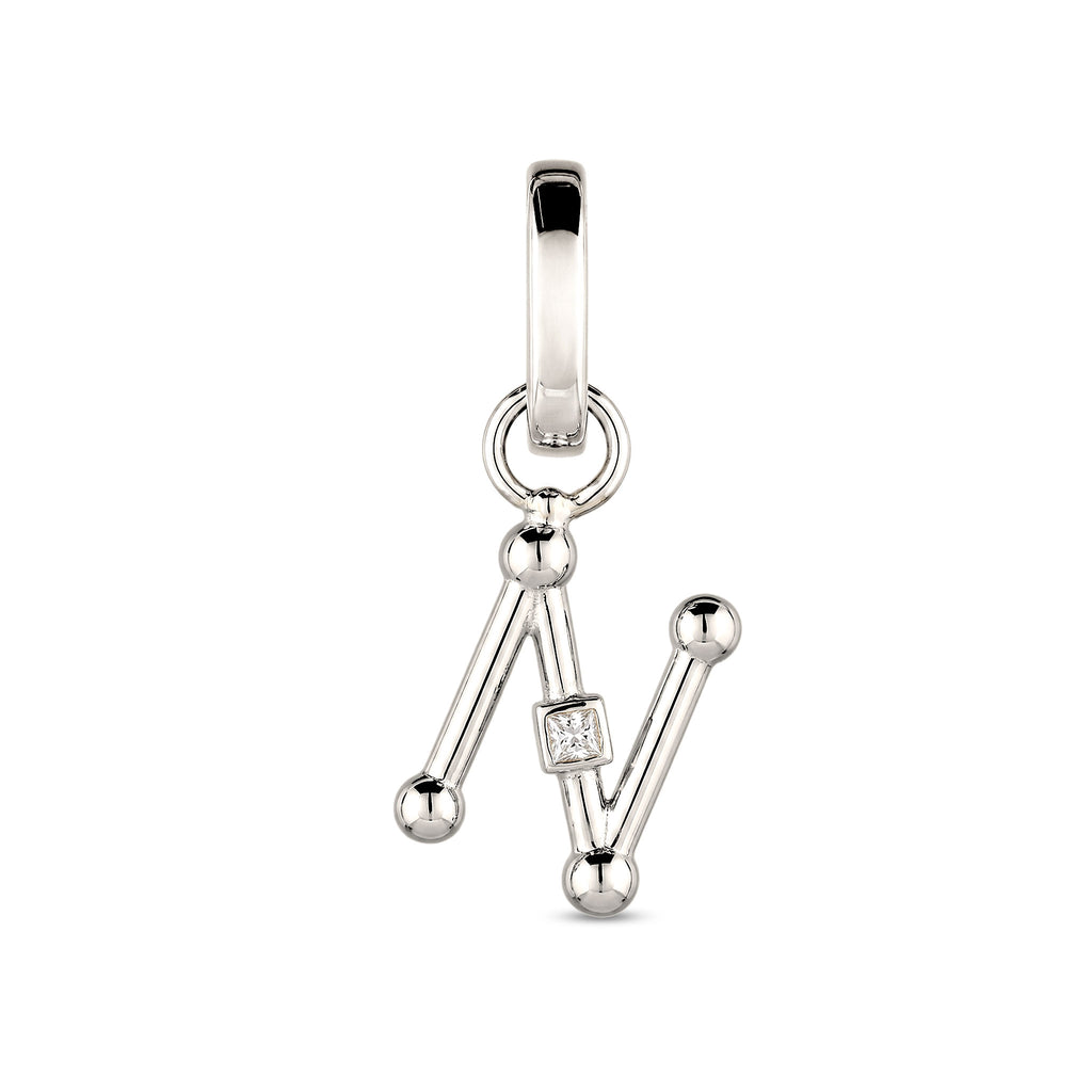 Silber - Elli | Charm Buchstabe N | Zirkonia | 925 Sterling Silber