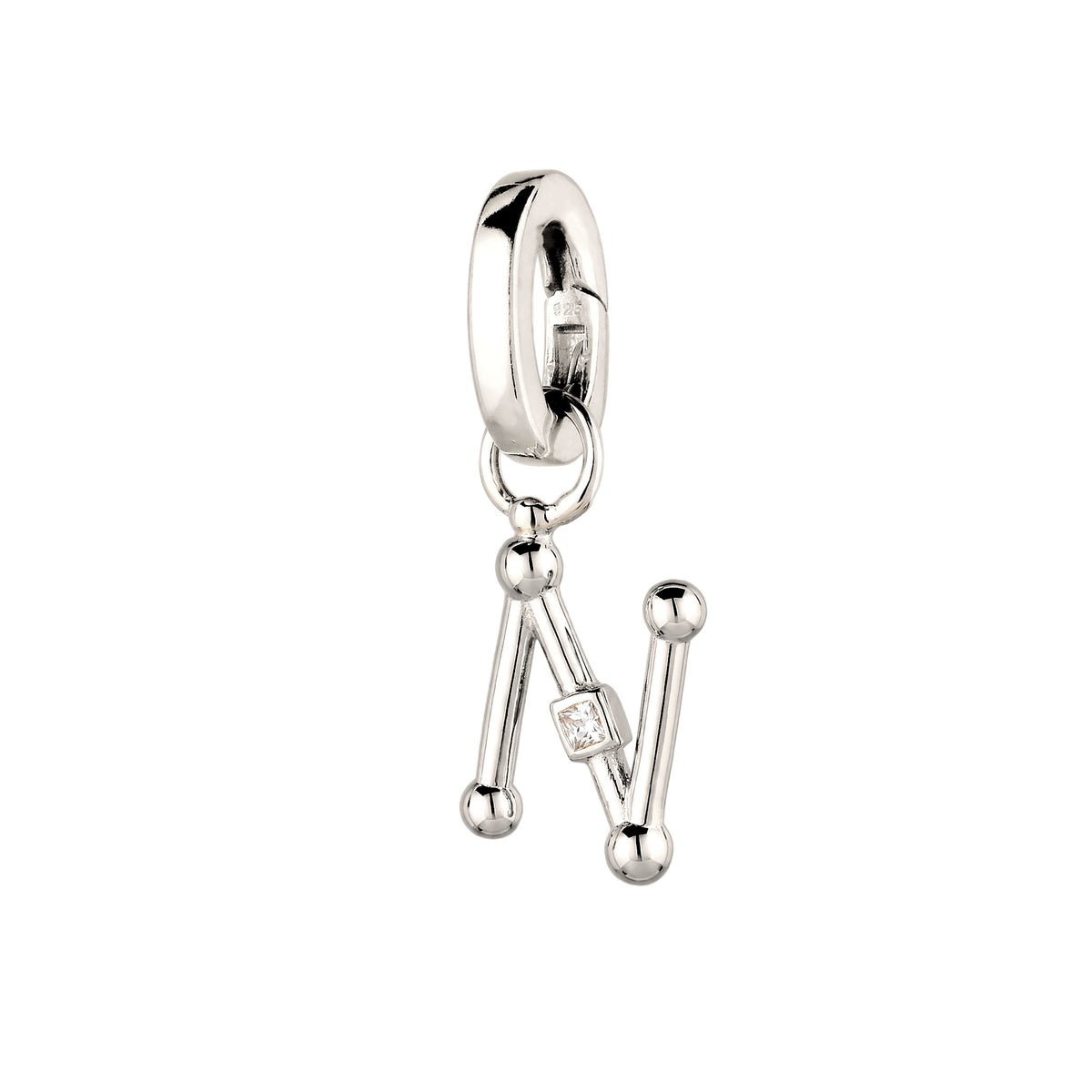 Silber - Elli | Charm Buchstabe N | Zirkonia | 925 Sterling Silber