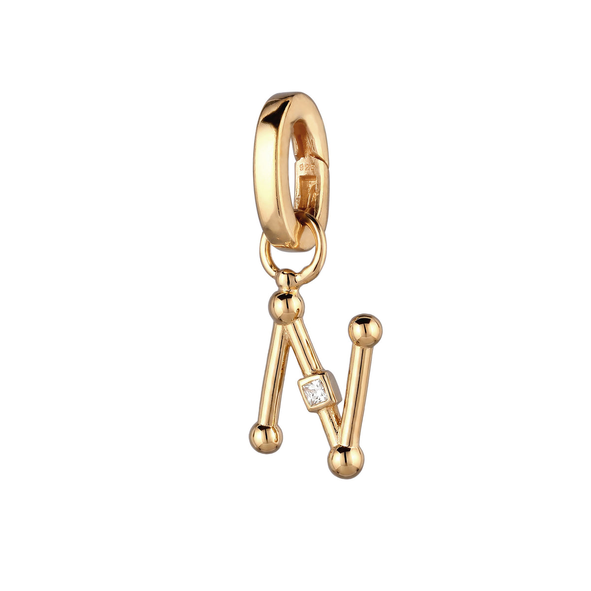 Gold - Elli | Charm Buchstabe N | Zirkonia | 925 Sterling Silber vergoldet