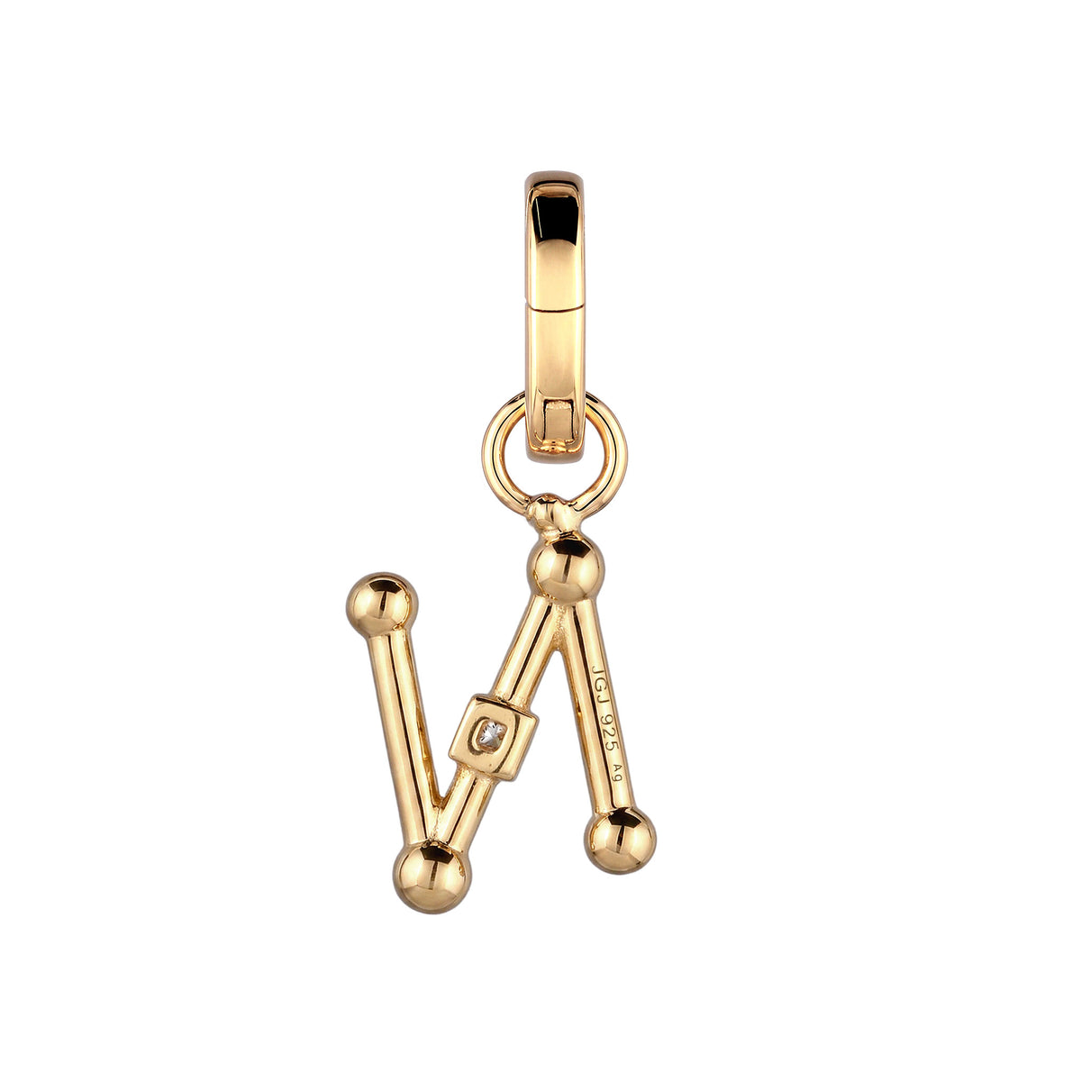 Gold - Elli | Charm Buchstabe N | Zirkonia | 925 Sterling Silber vergoldet