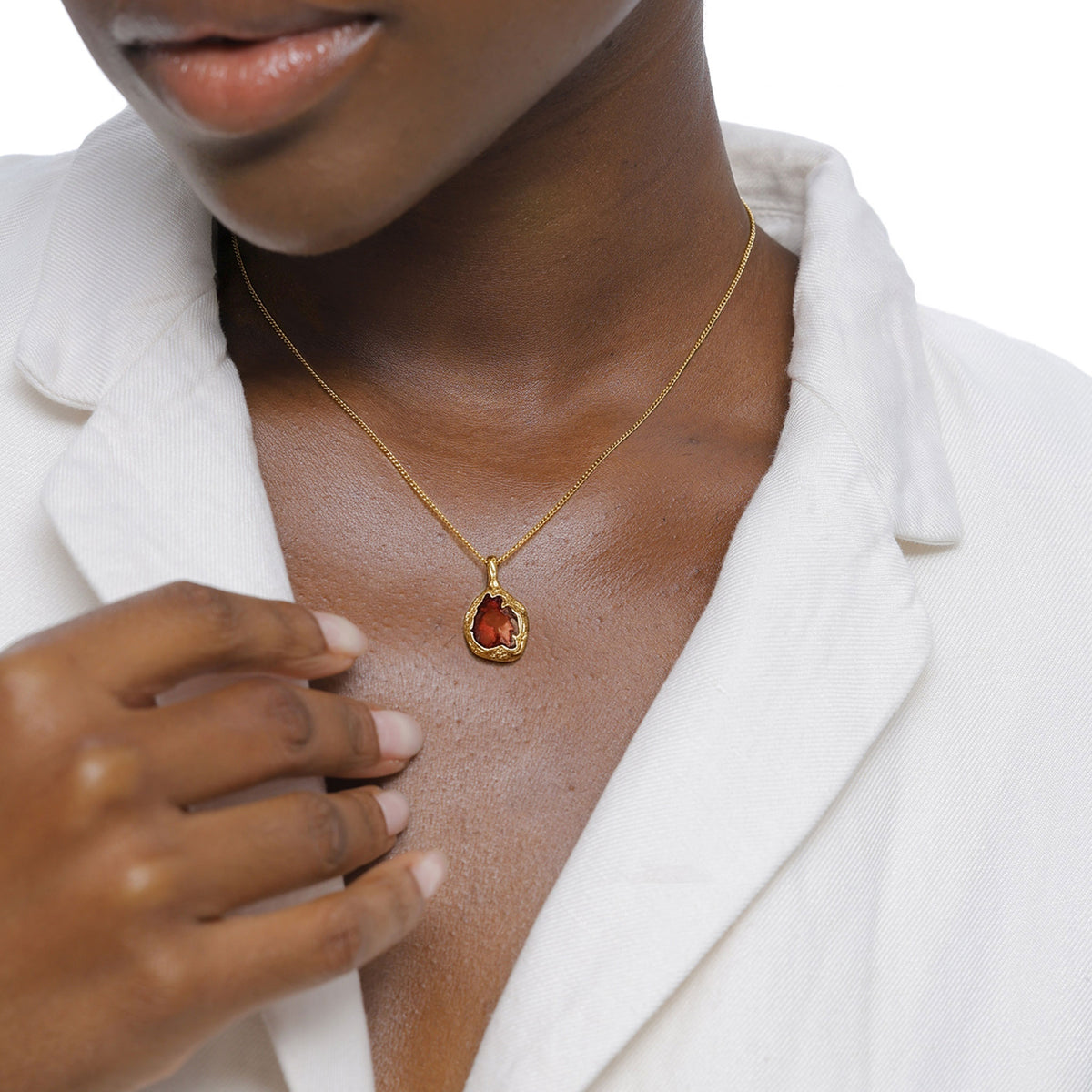 Gold - Elli | Halskette Organic | Enamel Rot | 925 Sterling Silber vergoldet