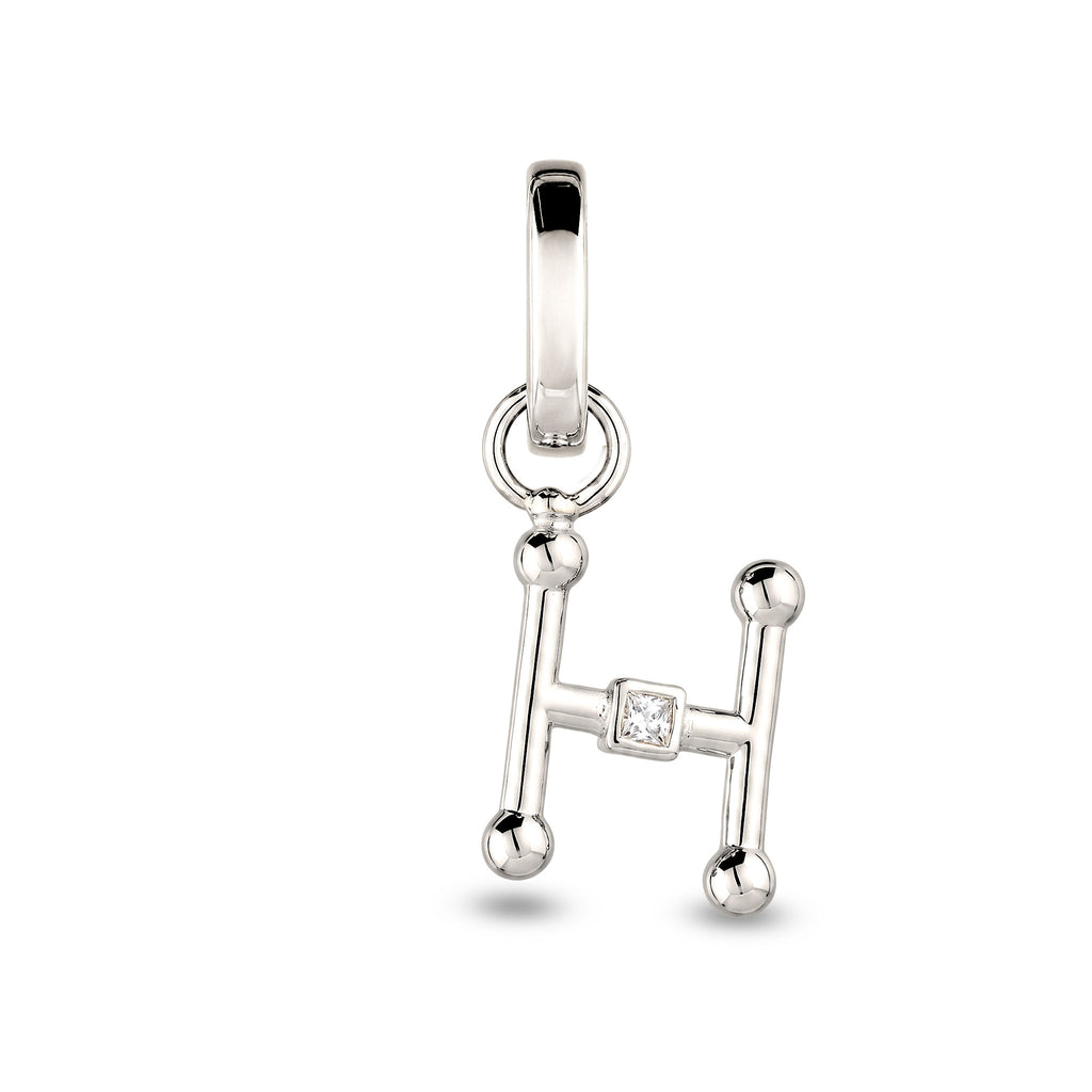 Silber - Elli | Charm Buchstabe H | Zirkonia | 925 Sterling Silber