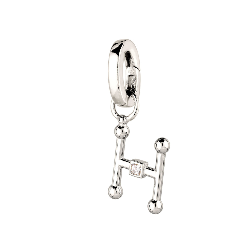 Silber - Elli | Charm Buchstabe H | Zirkonia | 925 Sterling Silber