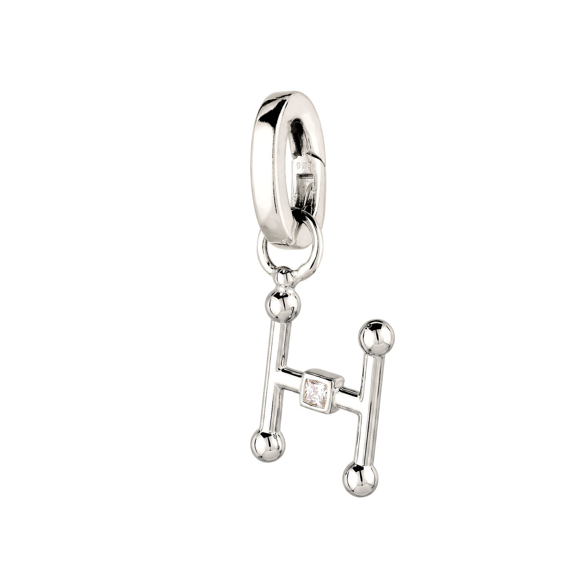 Silber - Elli | Charm Buchstabe H | Zirkonia | 925 Sterling Silber