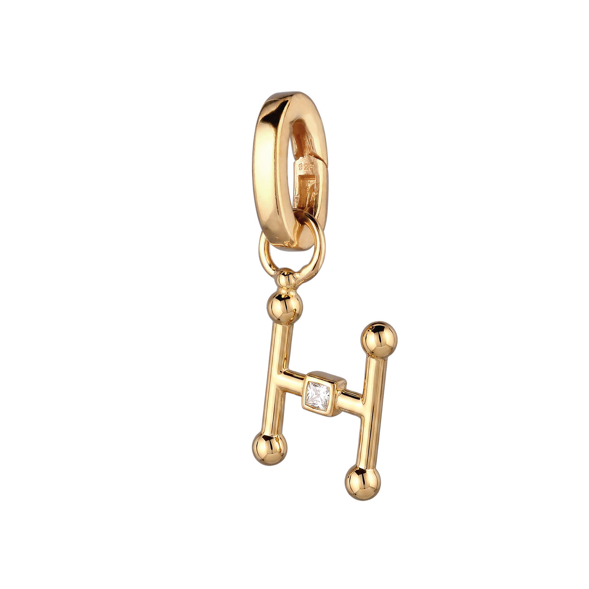 Gold - Elli | Charm Buchstabe H | Zirkonia | 925 Sterling Silber vergoldet