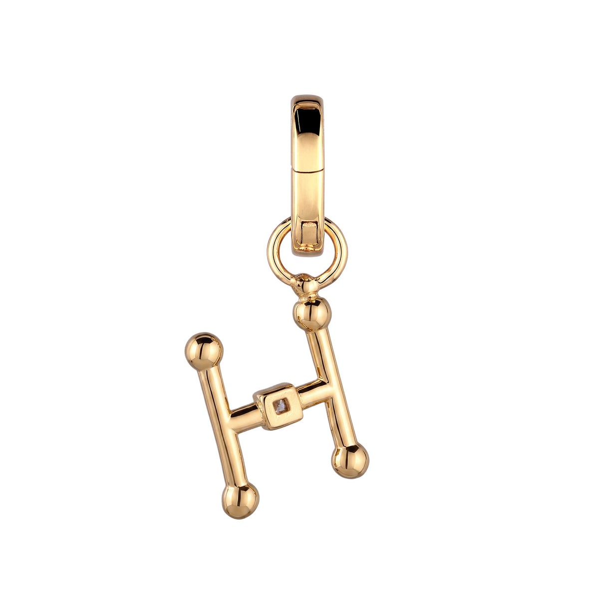 Gold - Elli | Charm Buchstabe H | Zirkonia | 925 Sterling Silber vergoldet