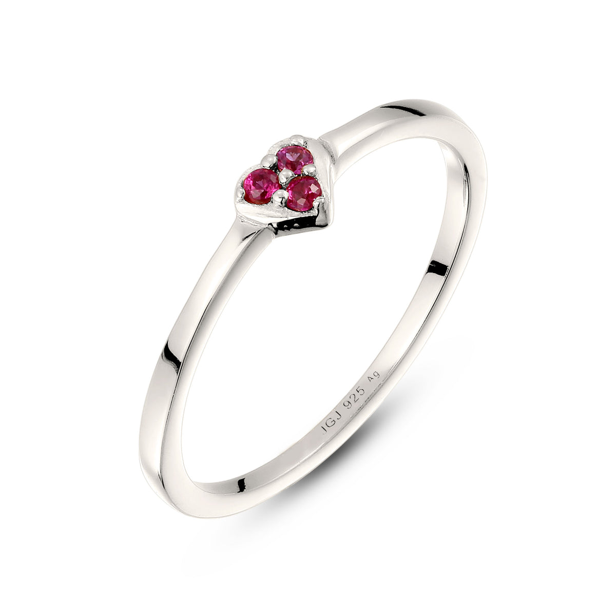 Silber - Elli | Ring Herz | Synthetischer Rubin (Pink) | 925 Sterling Silber