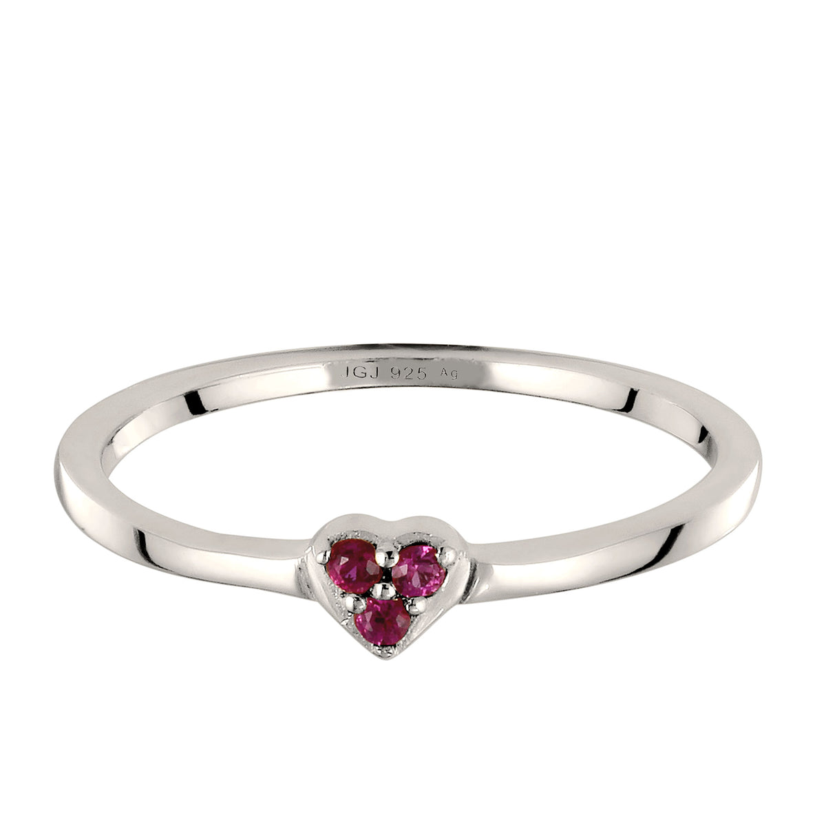 Silber - Elli | Ring Herz | Synthetischer Rubin (Pink) | 925 Sterling Silber
