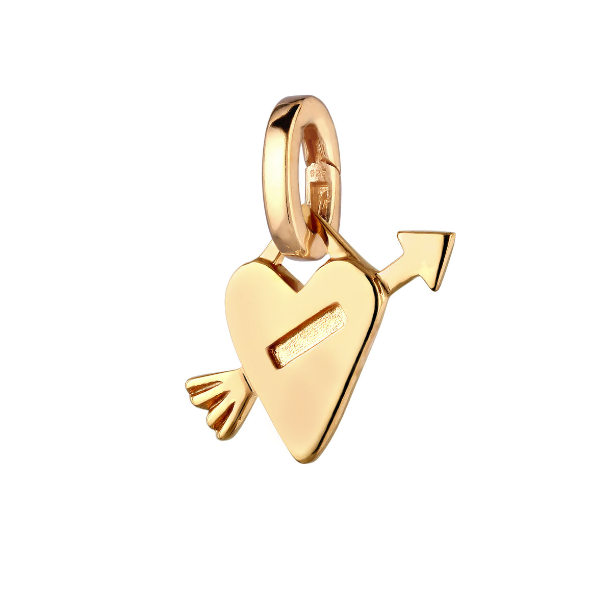 Gold - Elli | Charm Herz mit Pfeil | 925 Sterling Silber vergoldet