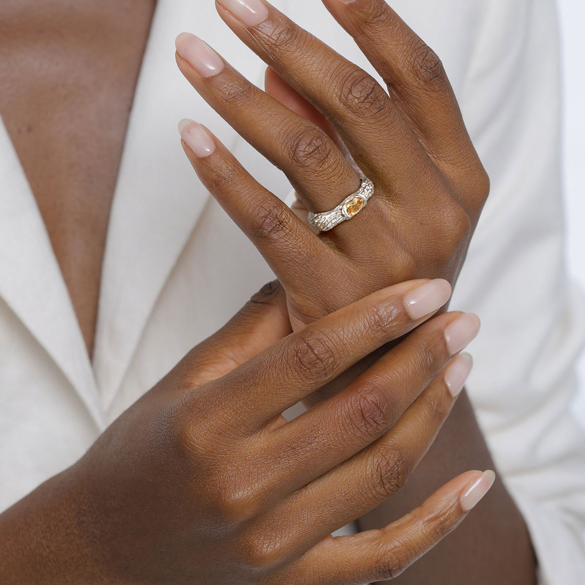 Silber - Elli | Ring Organic | Citrin (Gelb) | 925 Sterling Silber