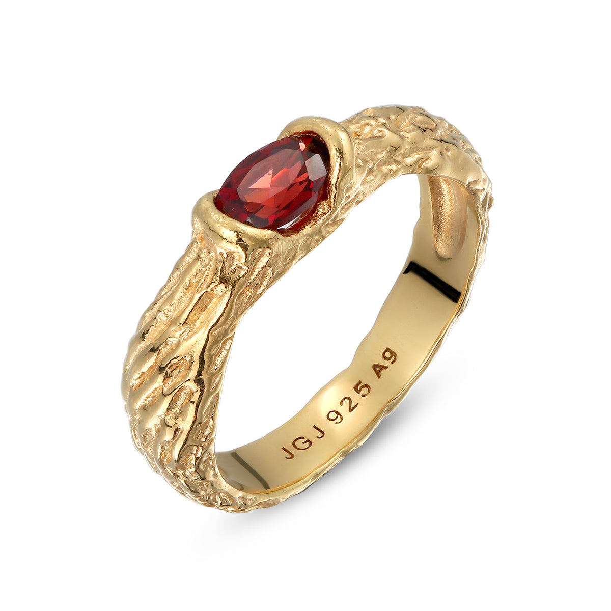 Gold - Elli | Ring Organic | Granat (Dunkelrot) | 925 Sterling Silber vergoldet