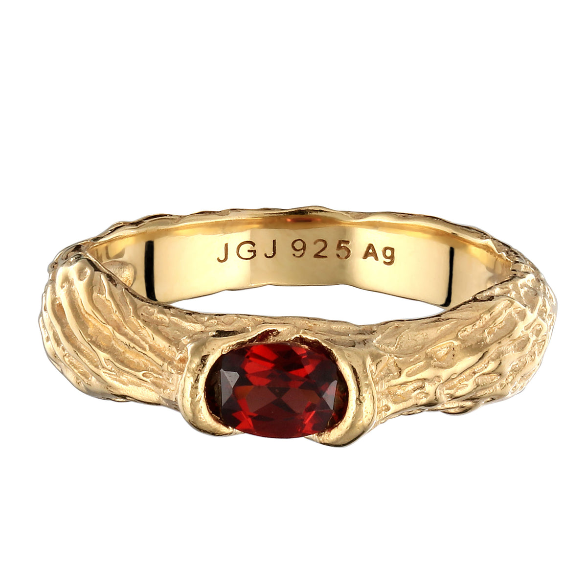 Gold - Elli | Ring Organic | Granat (Dunkelrot) | 925 Sterling Silber vergoldet