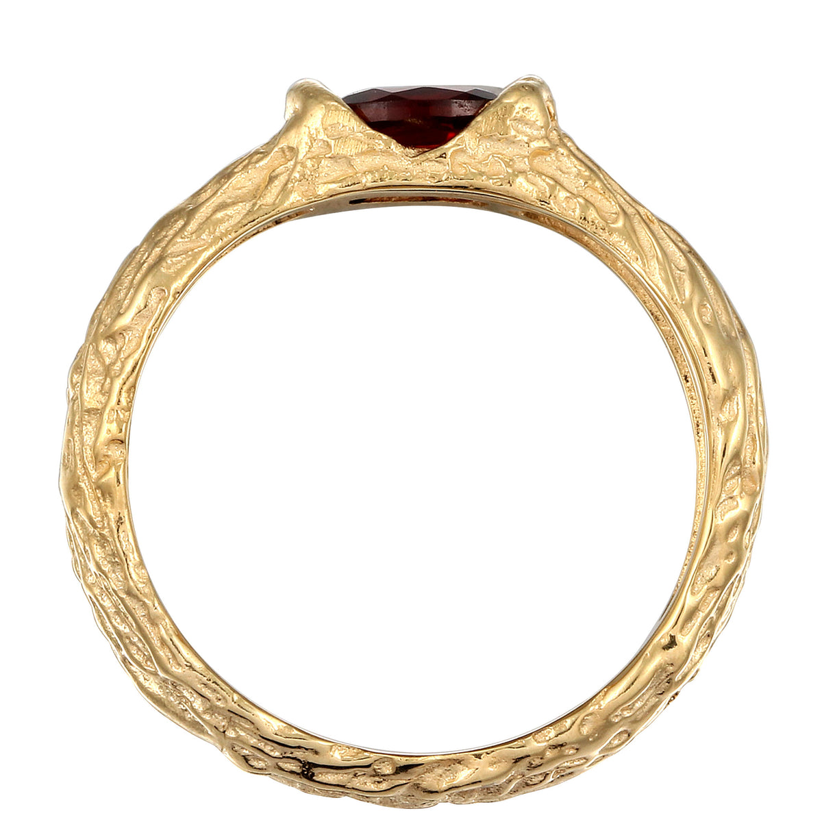 Gold - Elli | Ring Organic | Granat (Dunkelrot) | 925 Sterling Silber vergoldet