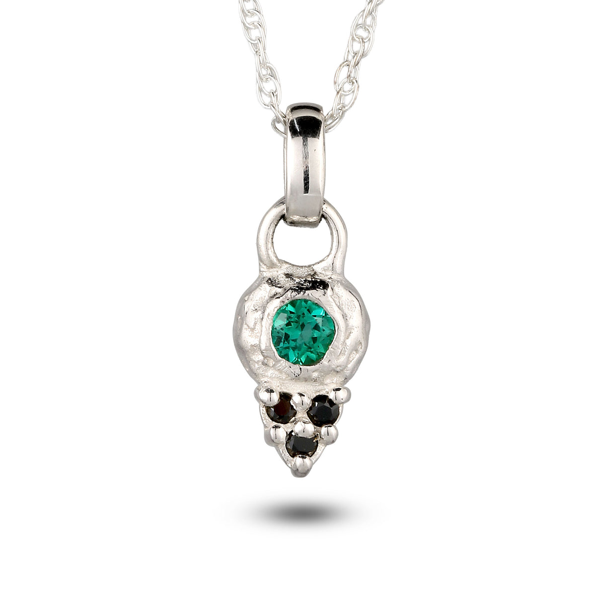 Silber - Elli | Halskette | Synthetischer Smaragd & Zirkonia | 925 Sterling Silber