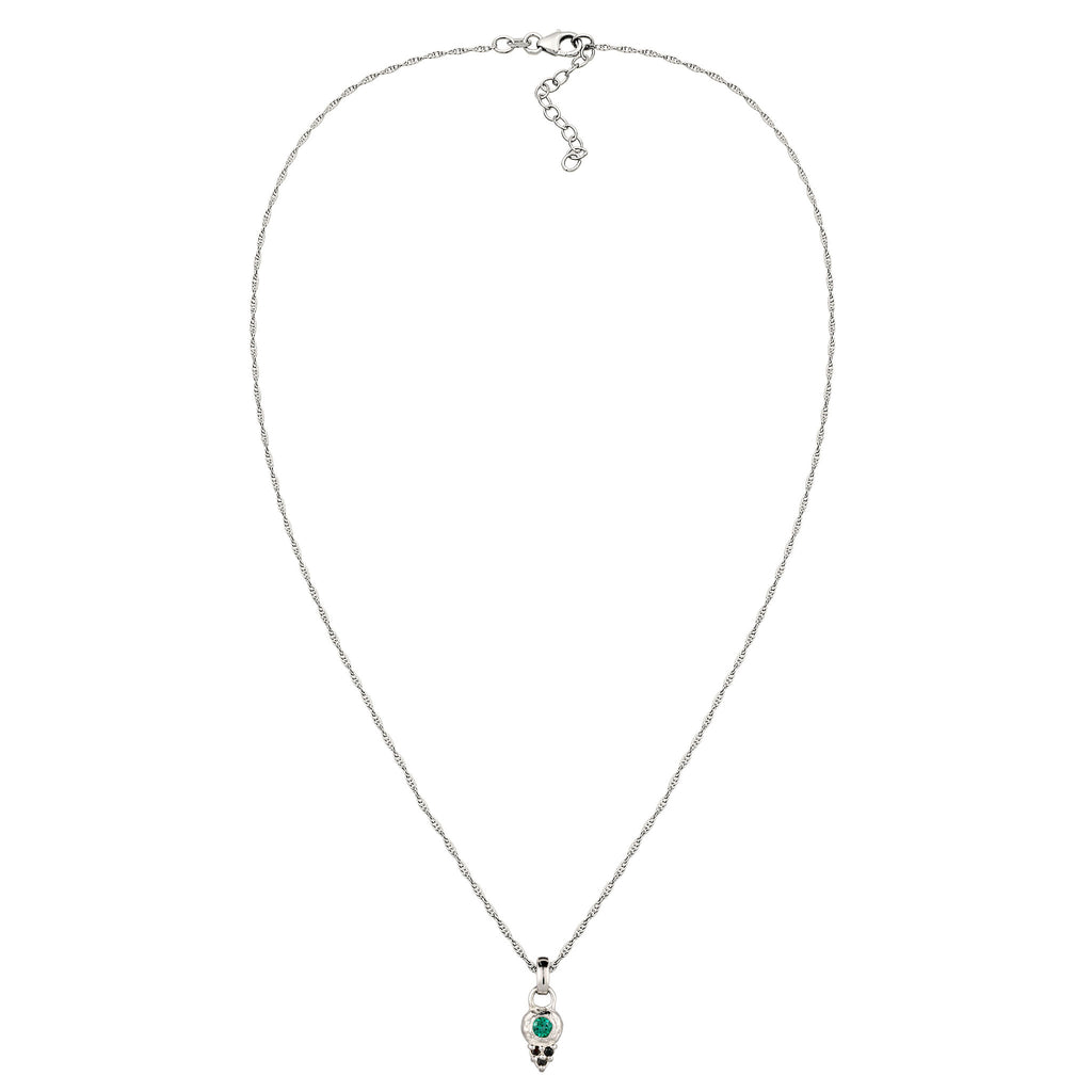 Silber - Elli | Halskette | Synthetischer Smaragd & Zirkonia | 925 Sterling Silber