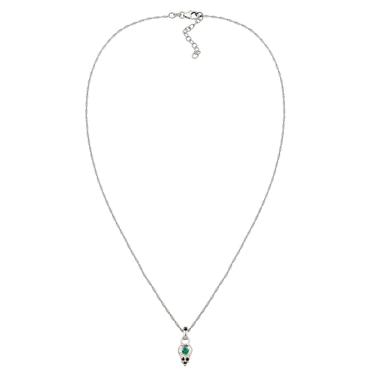 Silber - Elli | Halskette | Synthetischer Smaragd & Zirkonia | 925 Sterling Silber