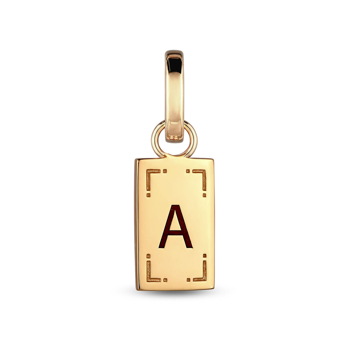 Gold - Elli | Charm Rechteck | Gravur | 925 Sterling Silber vergoldet