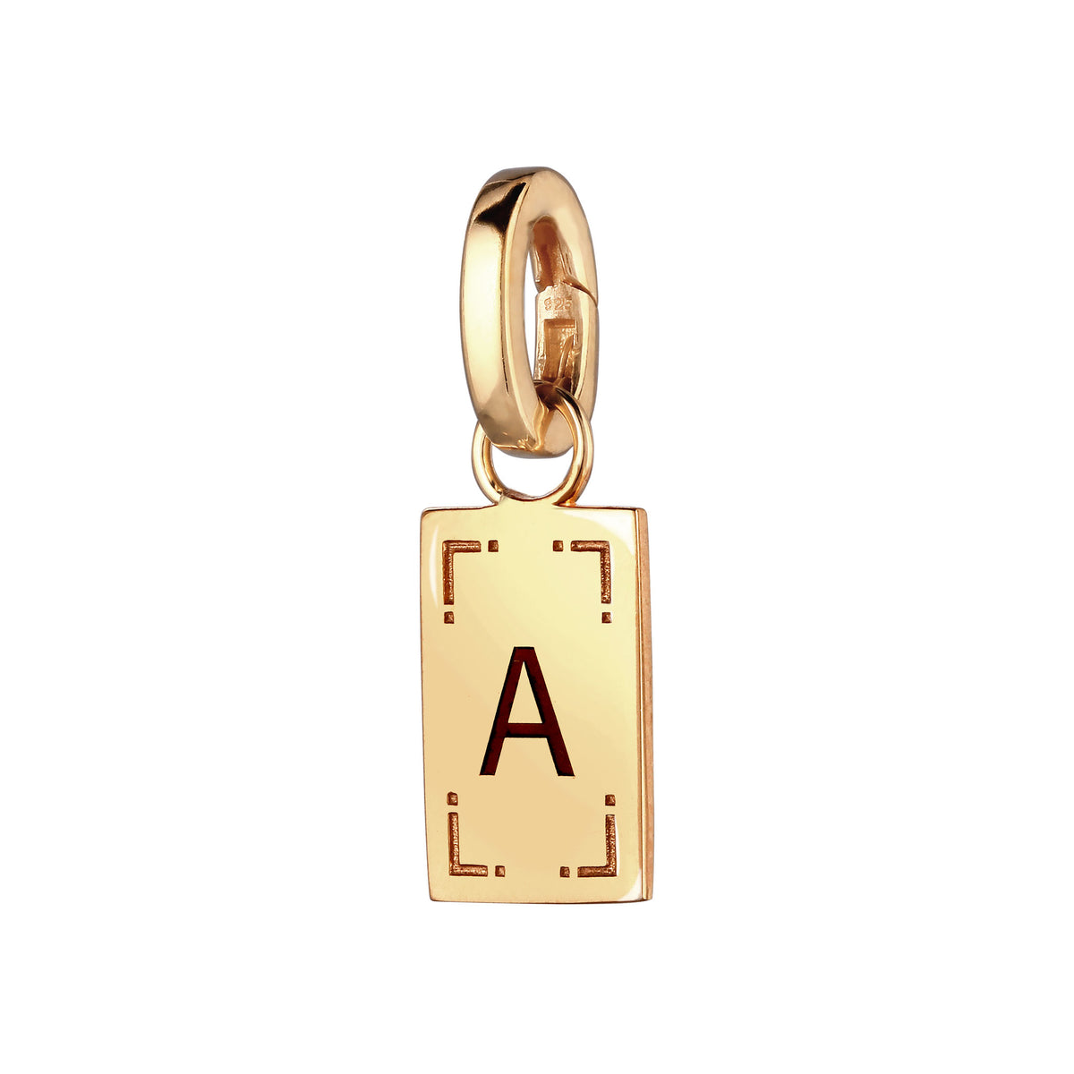 Gold - Elli | Charm Rechteck | Gravur | 925 Sterling Silber vergoldet
