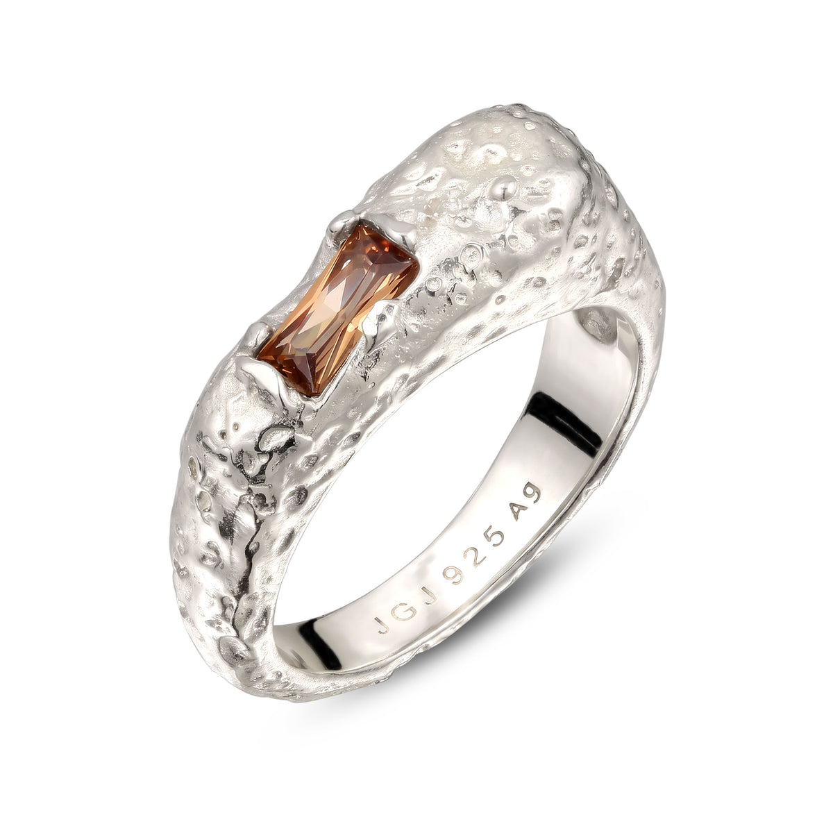 Silber - Elli | Ring Asymmetrie | Zirkonia Braun | 925 Sterling Silber