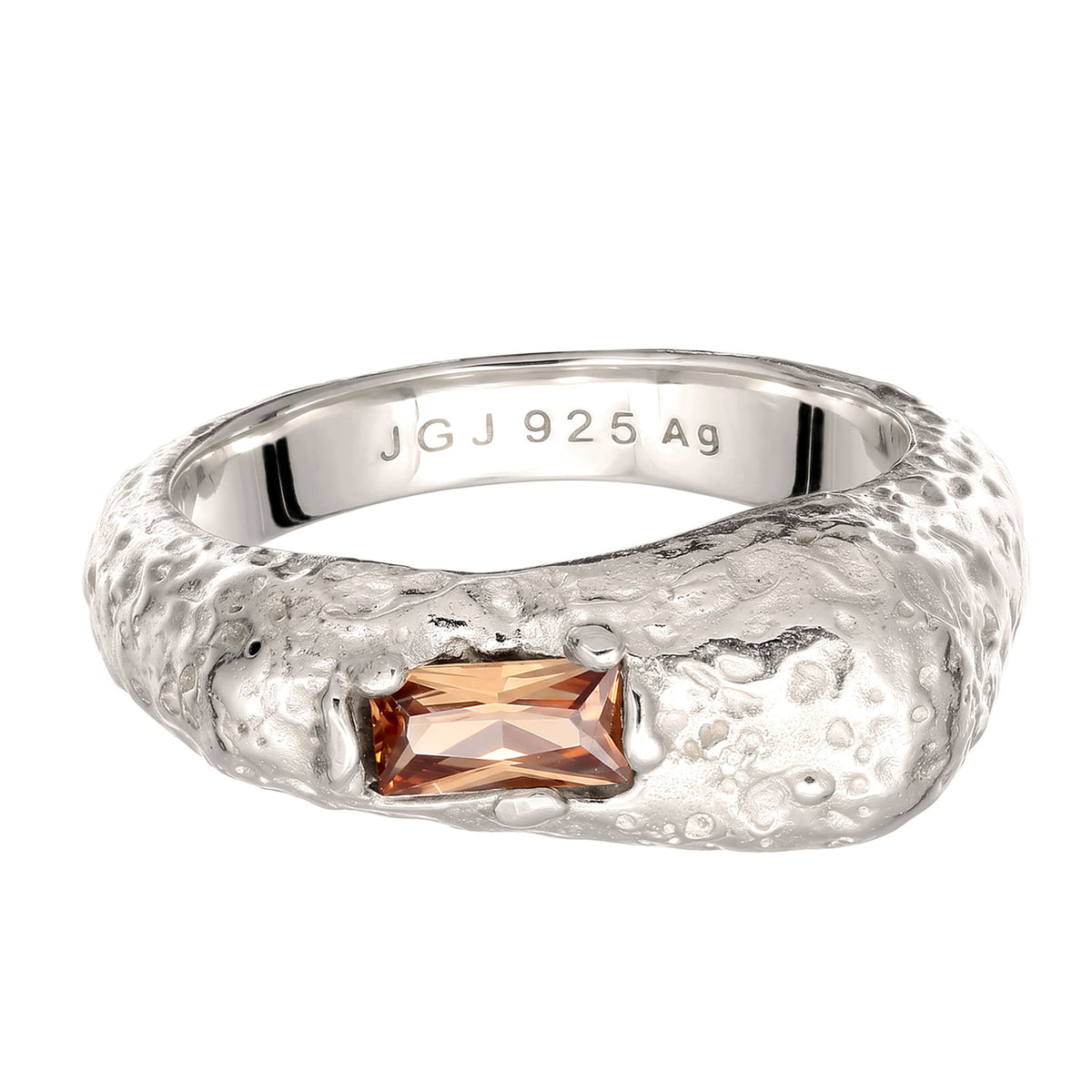 Silber - Elli | Ring Asymmetrie | Zirkonia Braun | 925 Sterling Silber