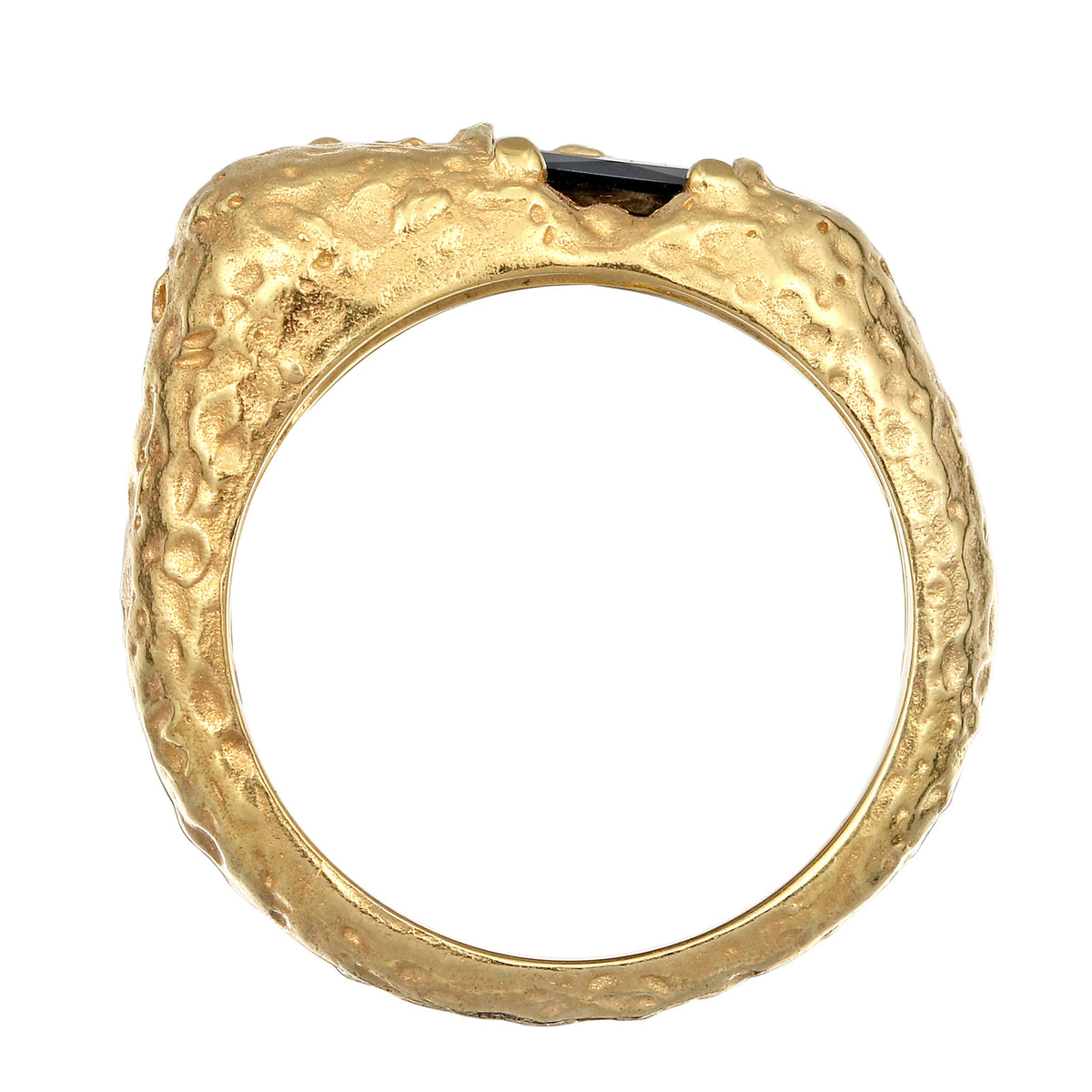 Gold - Elli | Ring Asymmetrie | Zirkonia (Schwarz) | 925 Sterling Silber vergoldet