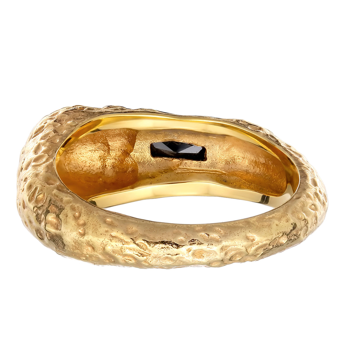 Gold - Elli | Ring Asymmetrie | Zirkonia (Schwarz) | 925 Sterling Silber vergoldet
