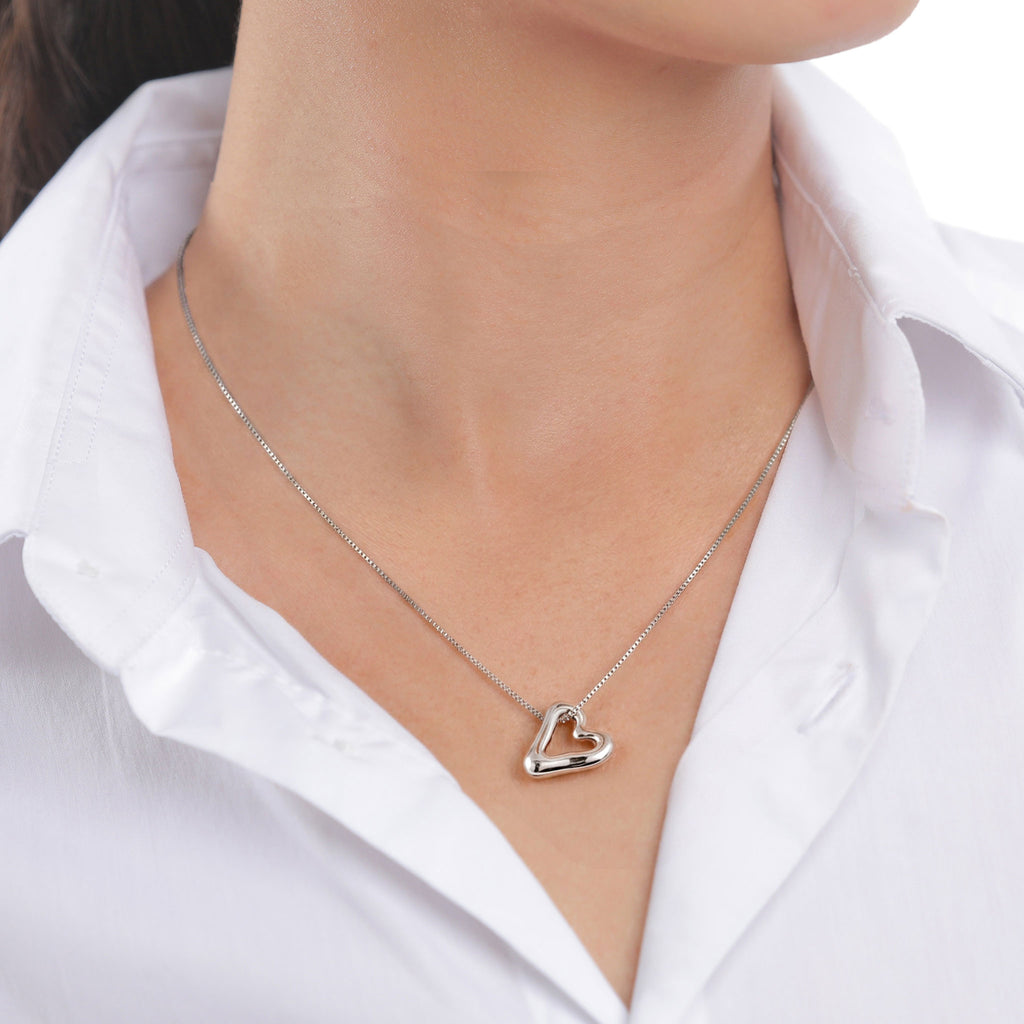 Silber - Elli | Halskette mit Herzanhänger | Organic | 925 Sterling Silber