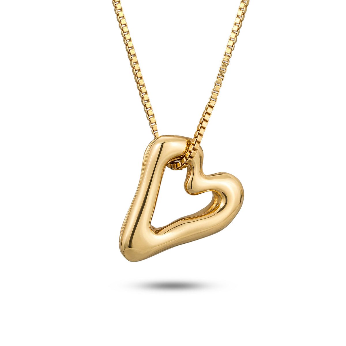 Gold - Elli | Halskette mit Herz-Anhänger | Organic | 925 Sterling Silber vergoldet