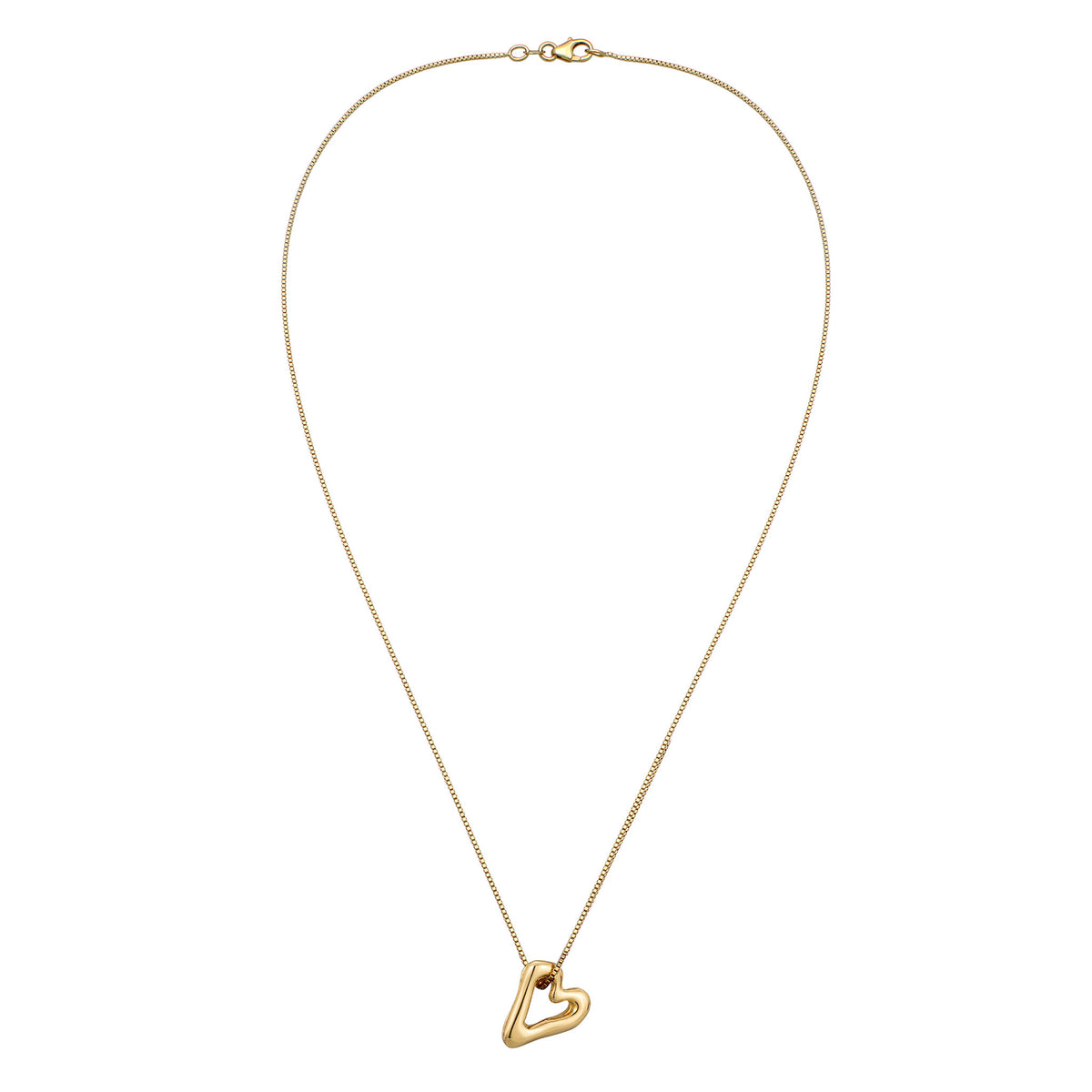 Gold - Elli | Halskette mit Herz-Anhänger | Organic | 925 Sterling Silber vergoldet