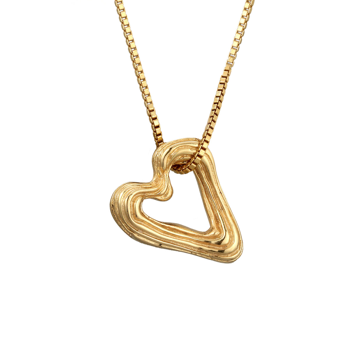 Gold - Elli | Halskette mit Herz-Anhänger | Organic | 925 Sterling Silber vergoldet