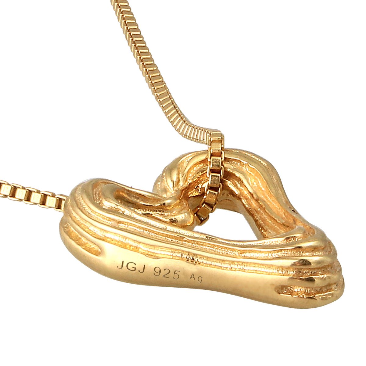 Gold - Elli | Halskette mit Herz-Anhänger | Organic | 925 Sterling Silber vergoldet