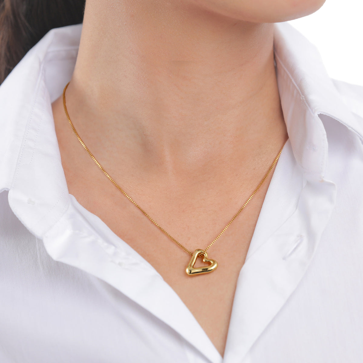 Gold - Elli | Halskette mit Herz-Anhänger | Organic | 925 Sterling Silber vergoldet